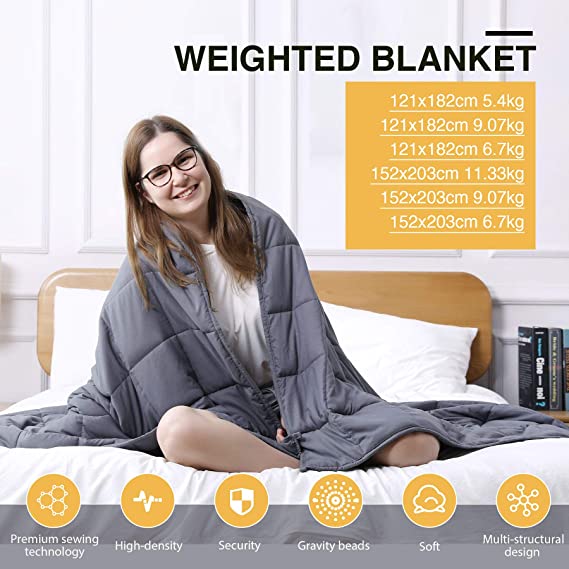Sfeomi Weighted Blankets for Adults 152x203cm 6.7kg Stress Blanket for Better Sleep and Stress Relief Adult Weighted Blanket With Glass Beads (152 * 203cm 6.7kg/15lb)