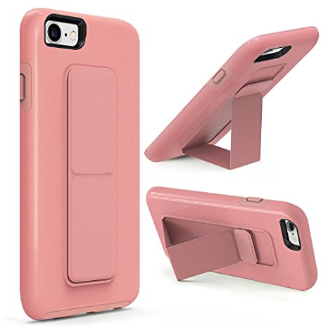 iPhone 8 Case, iPhone 7 Case, iPhone 7 Case with Stand, ZVE Protective Slim Dual Layer High Impact Defender Case Non Slip Grip Stand Shockproof Cover for Apple iPhone 7 and iPhone 8 4.7 Inch Rose Gold