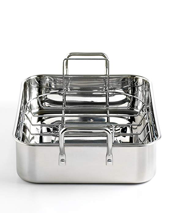 Martha Stewart Collection Stainless Steel 15" Roaster with Roasting Rack