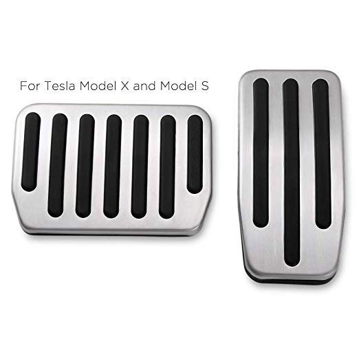 RangerRider Model S X Non-Slip Foot Pedal Covers , A Set of 2 Aluminium Alloy Accelerator and Brake Pedal Pads for Tesla Model S and Model X