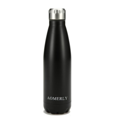 AOMERLY Insulated Stainless Steel Water Bottle - Ice Cold 24 Hours! Vacuum   Copper Technology - 17 Ounce