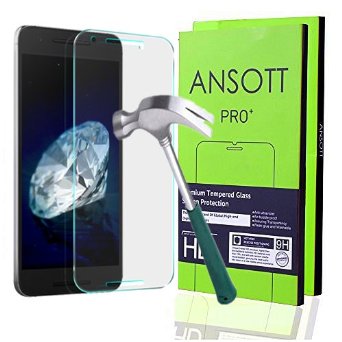 (2 Pack) Nexus 5X Screen Protector, ANSOTT LG Nexus 5X Tempered Glass Screen Protector , 99% Clarity, 0.26mm, 9H Hardness, Bubble Free [Lifetime Warranty]