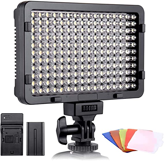 LED Video Light, ESDDI 176 LED Ultra Bright Dimmable Camera Panel Light with Battery and USB Cable for Canon, Nikon, Pentax, Panasonic, Sony, Samsung, Olympus and All DSLR Cmeras