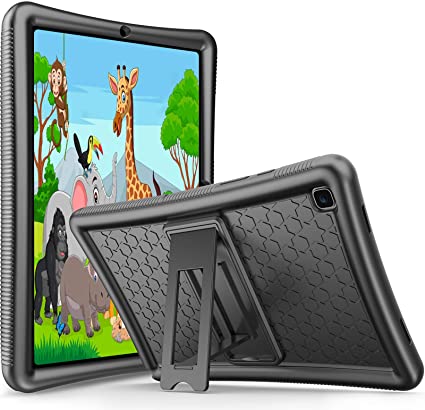 ProCase Galaxy Tab A7 10.4 2020 Kids Case (SM-T500/ T505/ T507), Shockproof Soft Silicone Case, Lightweight Anti-Slip Kids Friendly Case with Kickstand for 10.4 Inch Galaxy Tab A7 Tablet 2020 -Black