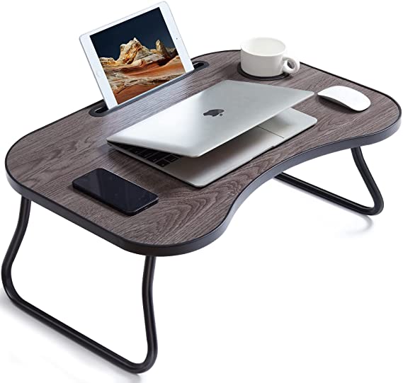 HUANUO Lap Desk, Laptop Lap Desk, Foldable Lap Desk for Laptop w/ Media Slot, Bed Table for Laptop and Eating, Laptop Tray for Bed & Couch & Floor