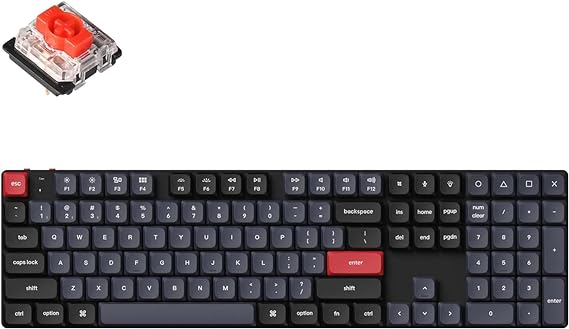 Keychron K5 Pro Hot-swappable Ultra-Slim Custom Mechanical Keyboard, RGB Full Size QMK/VIA Programmable Wireless Bluetooth/USB Wired Keyboard for Mac Windows Linux - Low Profile Gateron Red Switch