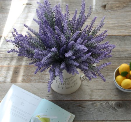 8 bundles Artificial Flower Purple Lavender Bouquet for Home Party Decorations