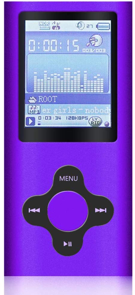 G.G.Martinsen 16GB MP3 Player, MP4 Player, Digital Music Player, Support Photo Viewer, Mini USB Port 1.8 LCD, Media Player, Stylish MP3/MP4 Player, Expandable up to 64GB- Purple-with-Balck