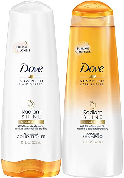 Dove Advanced Hair Series - Pure Care Dry Oil for Dull, Dry Hair - Non-Greasy - Shampoo & Conditioner Set - Net Wt. 12 FL OZ (355 mL) Each - One Set