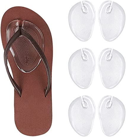 3Pairs Soft Silicone Flip Gel Cushions Pad Toe Protectors for Thong Sandal Flip Flop Gel Inserts Guards Insoles Shoes Grip Pads (Style 1)