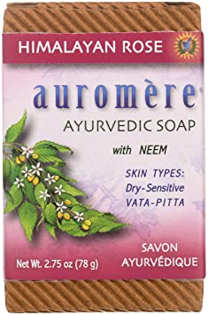 Auromere Ayurvedic Bar Soap, Himalayan Rose - Eco Friendly, Handmade, Vegan, Cruelty Free, Natural, Non GMO (2.75 oz), 3 pack