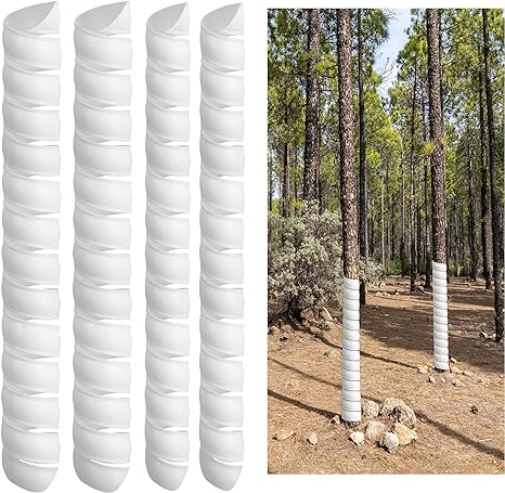 Watayo 4 Pcs Tree Trunk Protector-2 Size Plastic Spiral Tree Guard-Tree Bark Protector Tube Wraps to Protect Saplings Plants from Deer Rabbit Cats Rodents Mowers