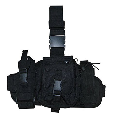 Non-Slip Molle Utility Leg Rig 3 Pouch Flashlight,Pistol Mag,Radio for Hiking, Airsoft, Paintbal & More