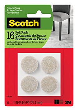 Scotch Felt Pads, Round, Beige, 1-Inch Diameter, 16 Pads/Pack (SP801-NA)