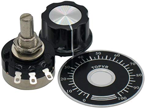 Taiss / 2pcs RV24YN20S Single Turn Carbon Film Rotary Taper Potentiometer Used for Inverter Speed Regulation. Motor Speed Control   2pcs A03 knob   2pcs dials (B503 50K ohm)