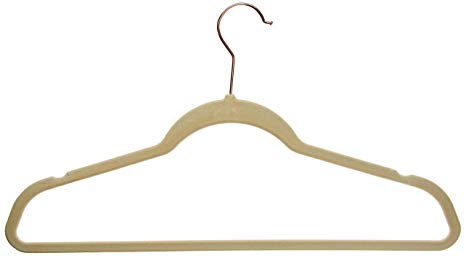 Closet Complete SUPREME Quality, ULTRA-Heavyweight, 85-gram, Virtually-UNBREAKABLE Velvet Hangers, Ultra-Thin, Space Saving, No-Slip Suit Hangers, 360° SPINNING,ROSE GOLD Hooks, Ivory, Set of 25