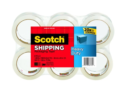 Scotch Heavy Duty Shipping Packaging Tape, 1.88 Inches x 54.6 Yards, 6-Rolls (3850-6)