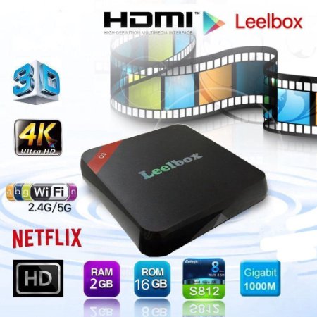 (2016 The Best) Leelbox Q3 Android TV Box 2GB /16GB 5G/2.4G Dual Wifi bluetooth 4.0 Amlogic S812 android 5.1 with 1000M LAN KODI All Preloaded Add-ons update from m9s streaming media player