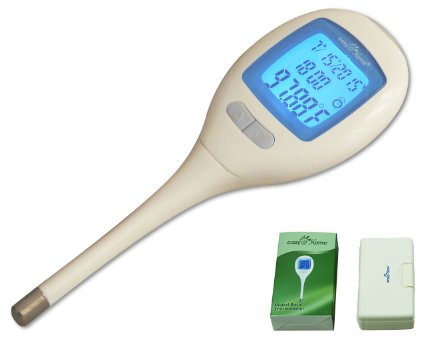 EasyHome Digital Oral Basal Thermometer backlit LCD display 1100th of a degree precision Free Basal Body Temperature Chart for Ovulation tracking Alarm Clock Setup Test Completionamp fever alarm