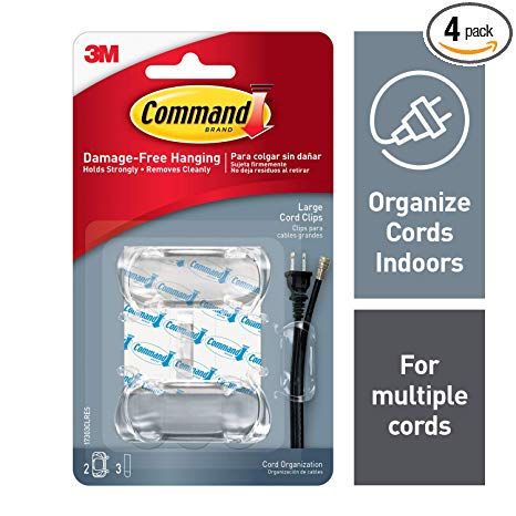 Command 4-packages of Cord Organizer, Decorate Damage-Free, Large (17303CLRES)