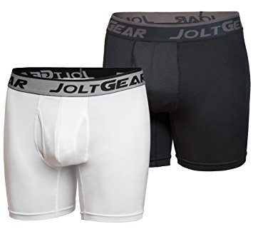 Jolt Gear Mens Performance Underwear Boxer Briefs, 6” Inseam, 2 Pack Includes Laundry Bag
