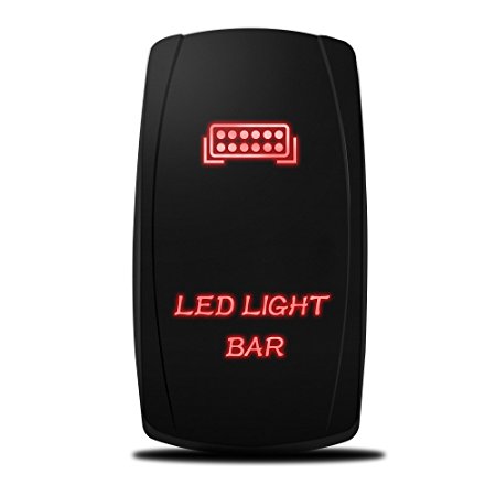 mictuning 5pin LED Light Bar Rocker Switch ON-OFF LED Light 20A 12V Red