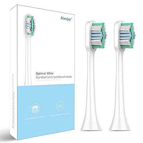 Aiwejay Electric Toothbrush Heads for U2, WH-01,White,2 pack