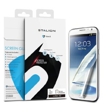 Samsung Galaxy Note 2 Screen Protector Stalion Shield Ultra HD Armor Guard Transparent Crystal Clear Japanese PET Film 3-PackRetail Packaging