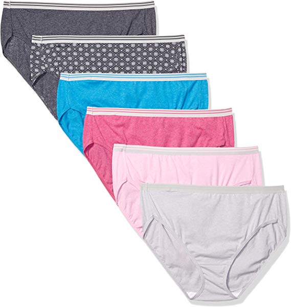 Fruit of the Loom Women’s Plus Size Fit for Me Heather Assorted Hi-Cut Panties, 6 Pack
