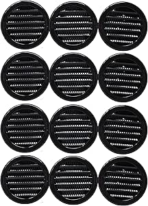 3" Round Plastic Louver Soffit Air Vent Reptile Screen Grille Cover (12, Black)