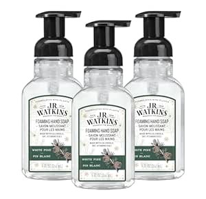 J.R. Watkins Foaming Hand Soap with Pump Dispenser, Moisturizing Foam Hand Wash, All Natural, Alcohol-Free, Cruelty-Free, USA Made, White Pine, 9 fl oz, 3 Pack