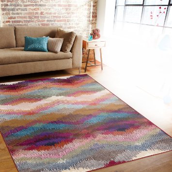 Distressed Modern Geometric Multi Soft Area Rug 7'10" x 10'2"