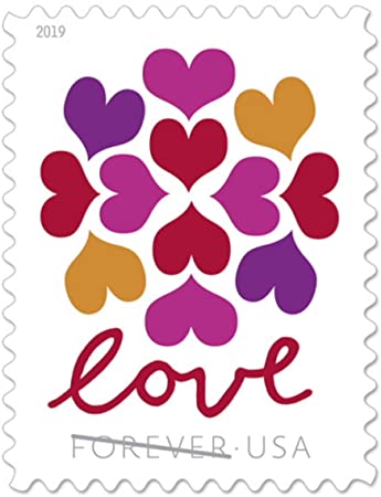 USPS Hearts Blossom Love Forever Stamps - Wedding, Celebration, Graduation (2 Sheets, 40 Stamps) 2019