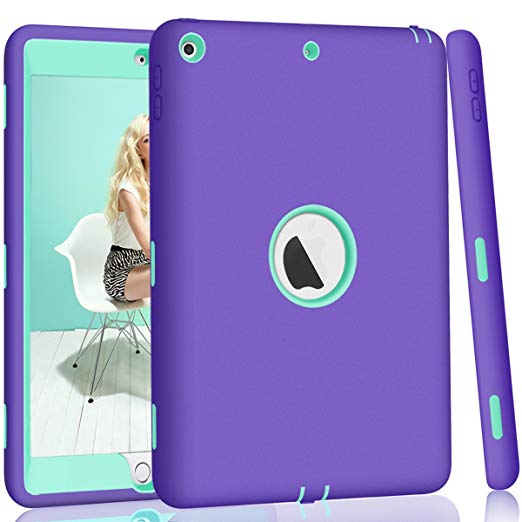 iPad 5th/6th Generation Case, iPad 9.7 2018/2017 Case, Hocase High-Impact Shock Absorbent Dual Layer Silicone Hard PC Bumper Protective Case for iPad A1893/A1954/A1822/A1823 - Purple