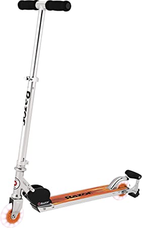 Razor Spark Ultra Kick Scooter for Kids Ages 8  - Ultra Bright LED Wheels, Rear-fender brake, Adjustable Handlebars, For Riders up to 143 lbs