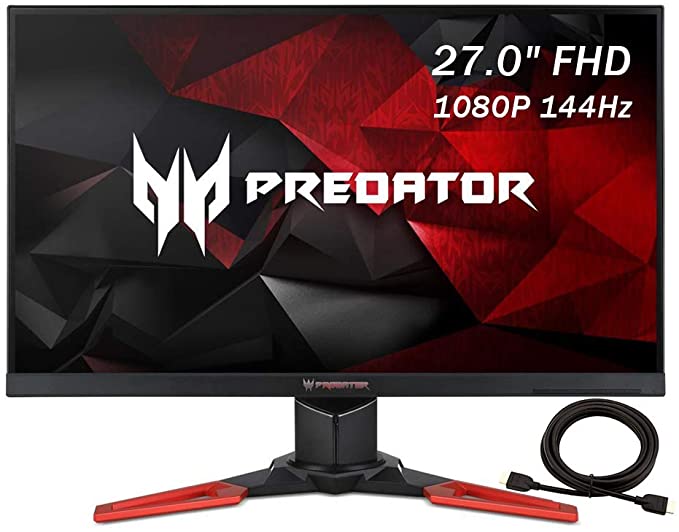 2020 Acer Predator 27 Inch 144Hz Gaming Monitor| FHD 1920 x 1080| 1ms GTG| VESA Mounting| G-SYNC (USB 3.0 & HDMI & DP Port)   NexiGo 4K HDMI Cable Bundle