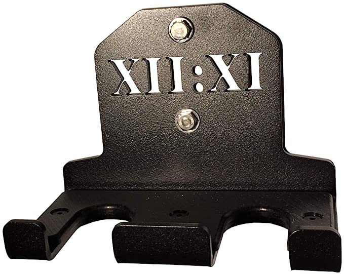 XII:XI Fitness Barbell Storage, Double Olympic Wall Mount Barbell Holder, Vertical Hanging Barbell Rack, Protective UHMW Plastic, Made from American Steel