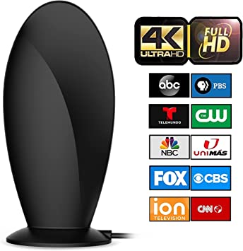 Antier Amplified Indoor Outdoor Digital Tv Antenna – Powerful Best Amplifier Signal Booster up to 380  Miles Range Support 8K 4K Full HD Smart and Older Tvs with 16ft Coaxial Cable [2022 Release]