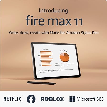 Introducing Amazon Fire Max 11 tablet and Stylus Pen bundle, handwrite notes or doodle ideas anywhere, 64 GB, Gray