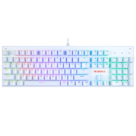 1STPLAYER FIRE DANCING K3 RGB LED Backlit Mechanical Gaming Keyboard with Blue Switches -CIY Switches,104 Anti-ghosting Standard Keys(Crystal Keycaps)