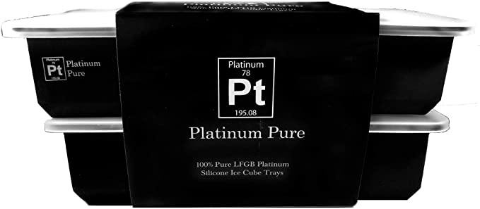 Platinum Pure – Silicone Ice Cube Trays – 100% Pure Platinum LFGB Silicone – Set of 3 Trays With Silicone Lids – No Fillers – BPA Free – 2 Inch Square Cubes Stackable Easy Release (Black - 3 Pack)