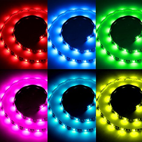 Led Light Strip Sunsbell LED Rope Strips 5050 SMD Battery Powered Led Strip - Waterproof Flexible Strip Light with Controller (100cm/3.28ft, RGB)