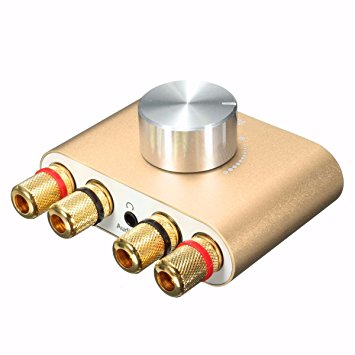 Mini Amplifier, ELEGIANT Stereo HiFi Bluetooth High Power Amplifier, 30W   30W 2 Channel Car AMP w/Audio Signal Cable, AV Audio Signal Cable and Power Adapter Gold