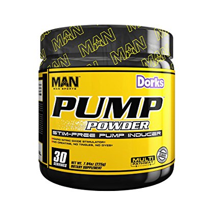 MAN Sports Pump Powder Stimulant-Free Pre-Workout Nitric Oxide Supplement, Dorks, 30 Servings, 225 Grams