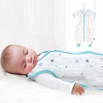 Elf Star Ultra Soft and Breathable Baby Cotton Wearable Blanket Sleepsack Blue 12-18 Months L