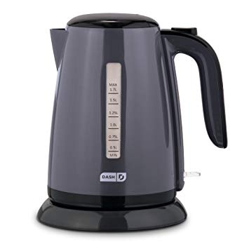 Dash DEZK003GY Easy Electric Kettle   Water Heater with Rapid Boil, Cool Touch Handle, Cordless Carafe   Auto Shut off for Coffee, Tea, Espresso & More 57 oz. / 1.7L Grey