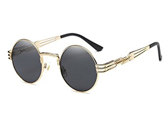 Larvin Torria Metal Frame John Lennon Steampunk style Round Teashade Sunglasses