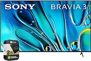 Sony K65S30 BRAVIA 3 65 inch 4K HDR Smart LED TV 2024 Bundle with 2 YR CPS Enhanced Protection Pack