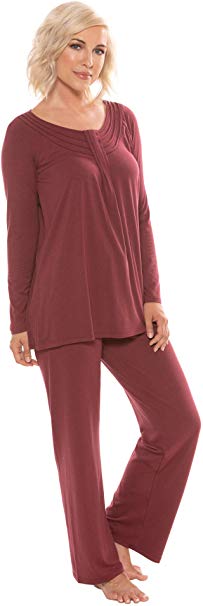Women's Long Sleeve PJs in Bamboo Viscose (Replenish) Cozy Pajama Set by Texere