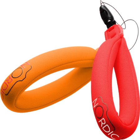 Waterproof Camera Float (2-pack) Floating Camera Strap for Your Underwater GoPro/Panasonic Lumix/Nikon COOLPIX AW110/Canon PowerShot D20/Fujifilm FinePix/Olympus Tough/Sony - Floats Your Phone Case, Keys, iPhone, Galaxy S5 & Xperia Z1 Around Your Wrist and Saves Your Device from Sinking - (Red & Orange) - 1 Year Warranty
